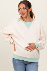 Cream Colorblock French Terry Maternity Sweatshirt