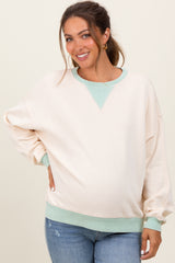 Cream Colorblock French Terry Maternity Sweatshirt