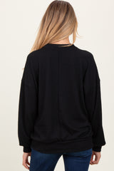 Black Oversized Ribbed Long Sleeve Maternity Sweatshirt