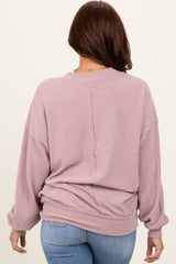 Mauve Oversized Ribbed Long Sleeve Sweatshirt