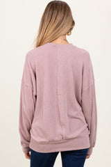 Mauve Oversized Ribbed Long Sleeve Maternity Sweatshirt