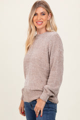 Beige Chenille Knit Sweater