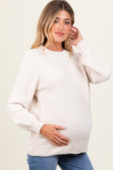 Cream Chenille Knit Maternity Sweater