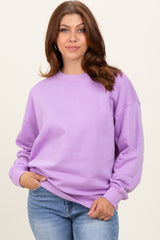 Lavender Fleece Crew Neck Relaxed Fit Sweatshirt