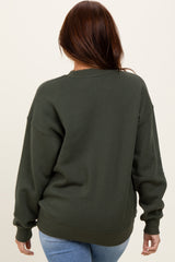 Olive Fleece Crew Neck Relaxed Fit Sweatshirt