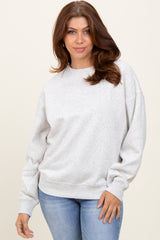 Heather Grey Fleece Crew Neck Relaxed Fit Sweatshirt