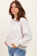 Cream Fleece Crew Neck Relaxed Fit Sweatshirt