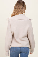 Cream Half Zip Chunky Knit Maternity Pullover Sweater