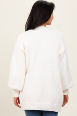 Cream Fuzzy Knit Oversized Button Up Cardigan