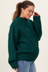 Forest Green Chunky Knit Mock Neck Maternity Sweater