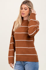 Mocha Striped Mock Neck Sweater