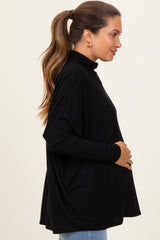 Black Brushed Knit Turtleneck Dolman Sleeve Maternity Top