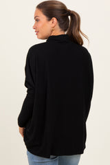 Black Brushed Knit Turtleneck Dolman Sleeve Maternity Top