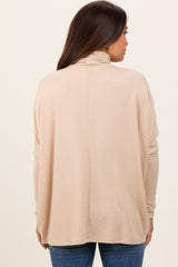 Cream Brushed Knit Turtleneck Dolman Sleeve Maternity Top