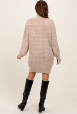 Cream Mock Neck Cable Knit Sweater Dress