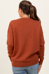 Rust Basic Relaxed Pullover Maternity Sweater