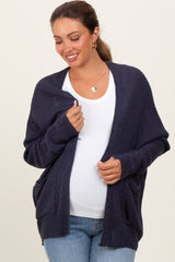 Navy Pocketed Open Maternity Cardigan