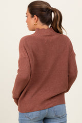 Rust Relaxed Mock Neck Maternity Sweater