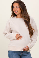 Cream Ribbed Brushed Knit Maternity Pullover Top