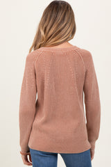 Rust Washed Knit Button Detail Maternity Sweater