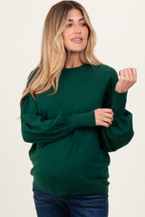 Forest Green Fine Knit Balloon Sleeve Maternity Sweater