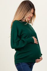 Forest Green Fine Knit Balloon Sleeve Maternity Sweater