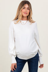 Ivory Fine Knit Balloon Sleeve Maternity Sweater