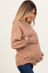 Mocha Fine Knit Balloon Sleeve Maternity Sweater