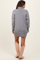 Heather Grey Turtle Neck Maternity Mini Sweater Dress