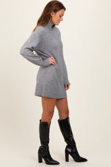 Heather Grey Turtle Neck Mini Sweater Dress