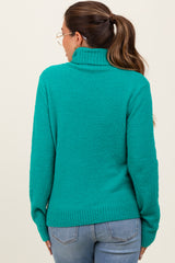 Green Turtleneck Chenille Knit Maternity Sweater