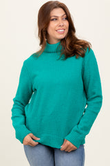 Green Turtleneck Chenille Knit Maternity Sweater