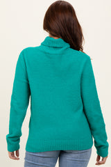 Green Turtleneck Chenille Knit Sweater