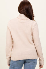 Cream Turtleneck Chenille Knit Sweater