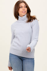 Heather Grey Turtleneck Chenille Knit Maternity Sweater