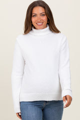 Ivory Turtleneck Chenille Knit Maternity Sweater