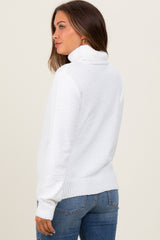 Ivory Turtleneck Chenille Knit Maternity Sweater