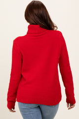 Red Turtleneck Chenille Knit Sweater