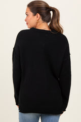 Black Diamond Knit Button Detail Maternity Sweater