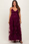 Plum Floral Lace Overlay Maternity Maxi Dress