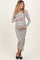 Cream Knit Striped Side Slit Maternity Midi Dress