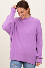 Lavender Mock Neck Basic Sweater