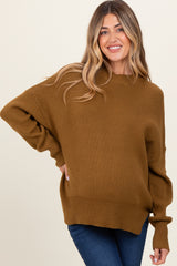 Olive Mock Neck Basic Maternity Sweater