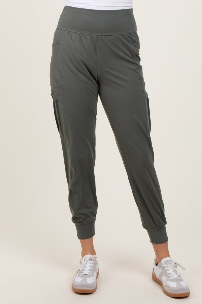 Olive Cargo Pocket Jogger Pants