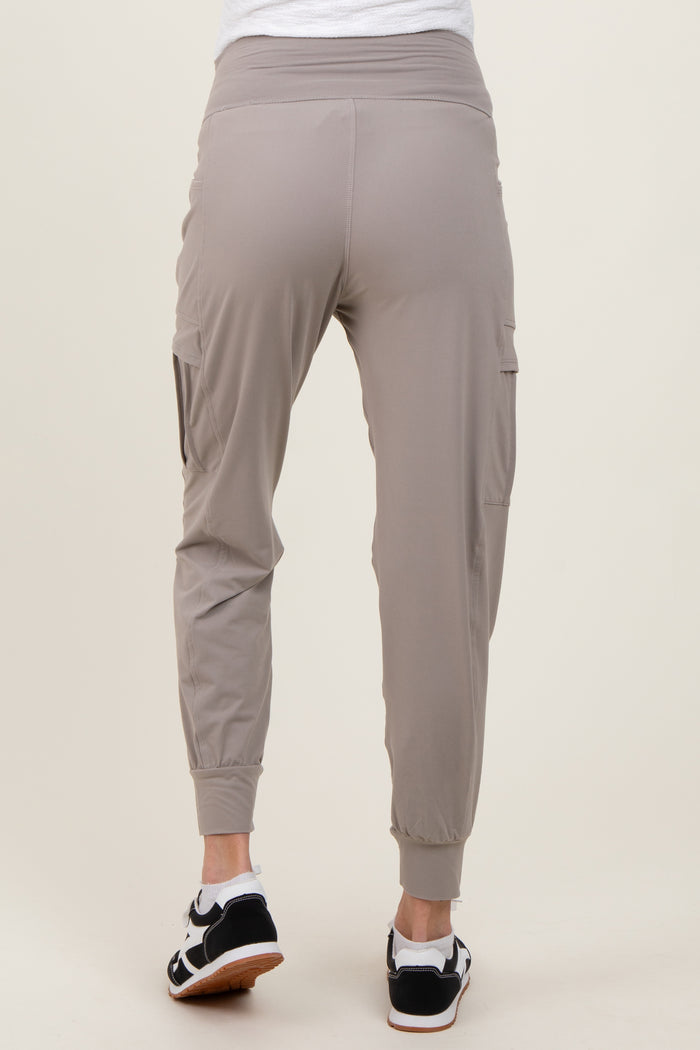 Grey Cargo Pocket Maternity Jogger Pants