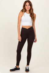 Brown Crossover Waistline Leggings