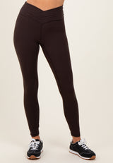 Brown Crossover Waistline Leggings