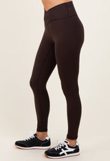 Brown Crossover Waistline Leggings