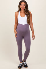 Violet Crossover Waistline Maternity Leggings