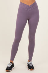 Violet Crossover Waistline Leggings